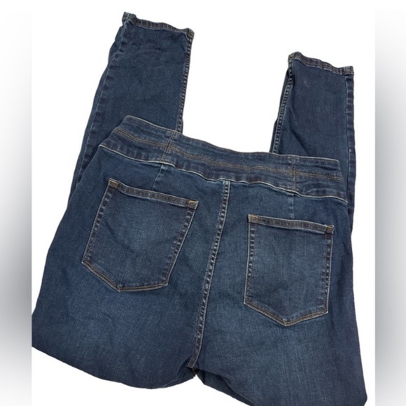 Free People We The Free Sz 32 blue High Rise Lace Up Jeans Lovers Knot - Picture 4 of 7